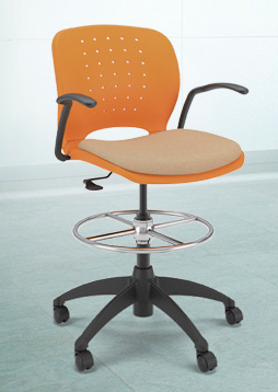 0328 - Staff Stool Seating - Upholstered Seat with Arms and Cool Perforated Back